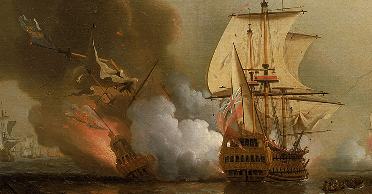 The San José galleon exploding.