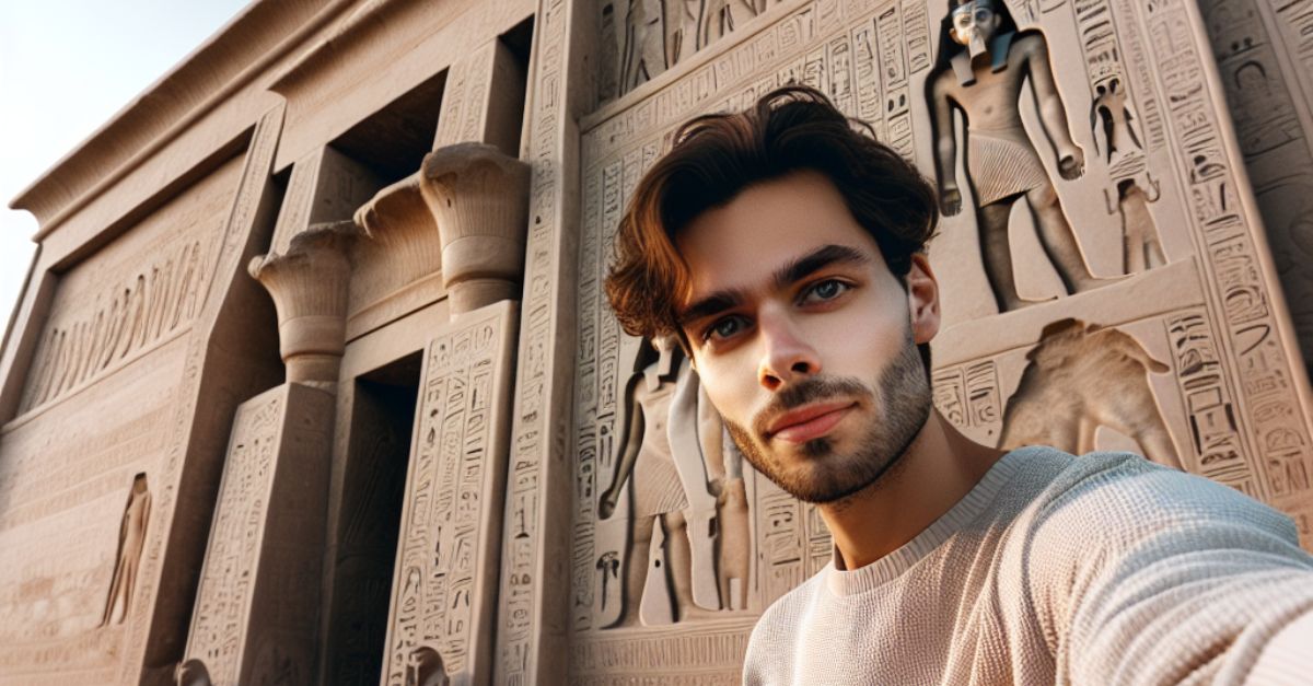 Men standing infront of Beni Hasan