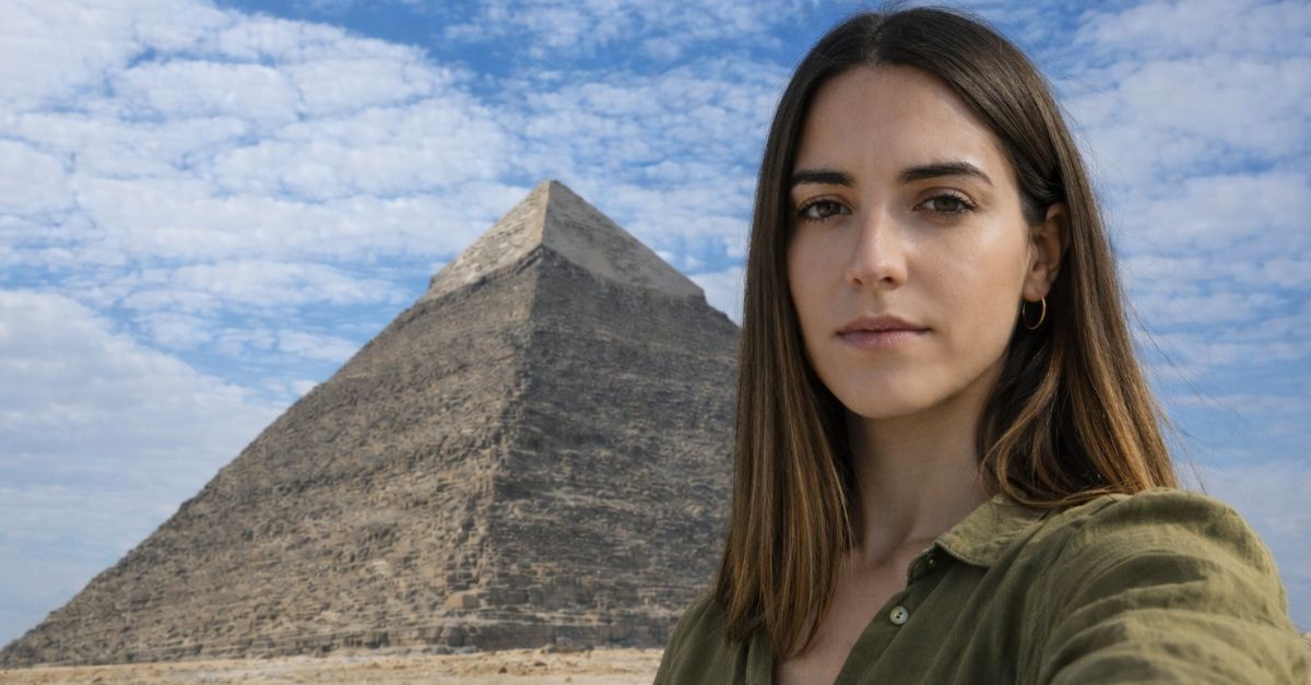 Woman near the Great Pyramid