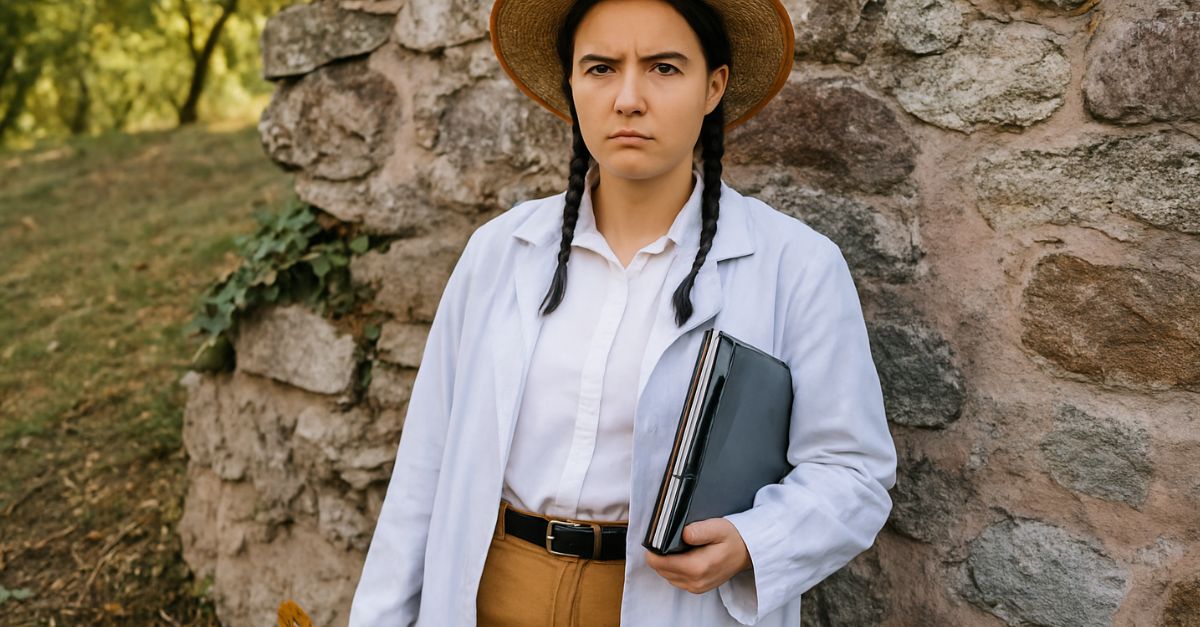College students working at old historical archeology field