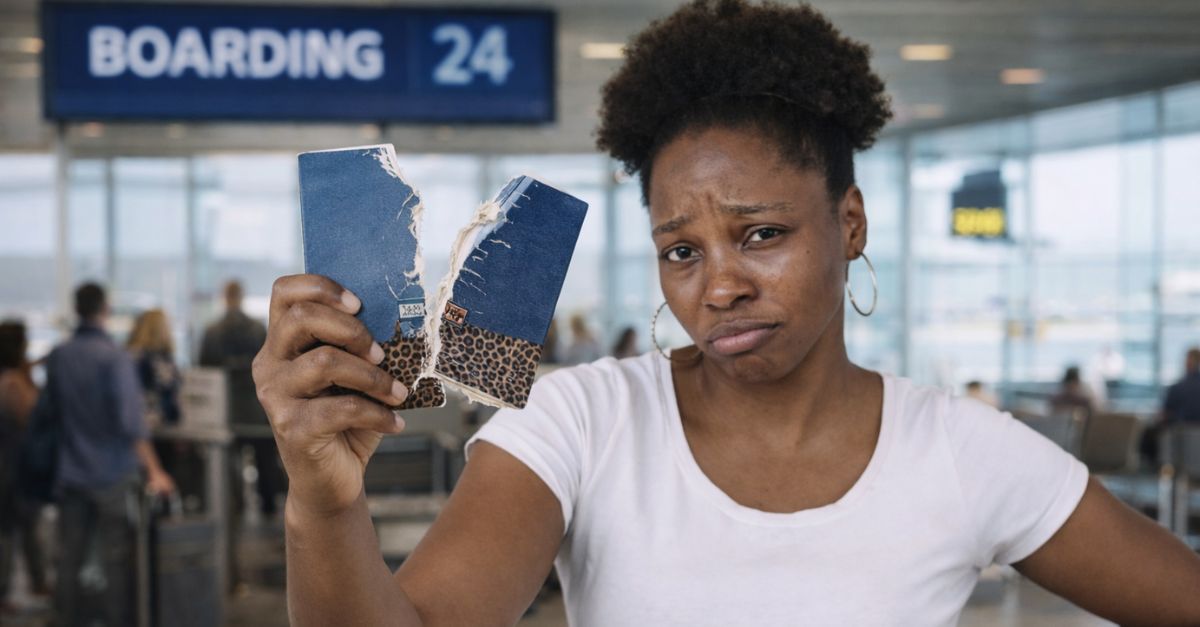 Woman in White Shirt Holding Her Passport