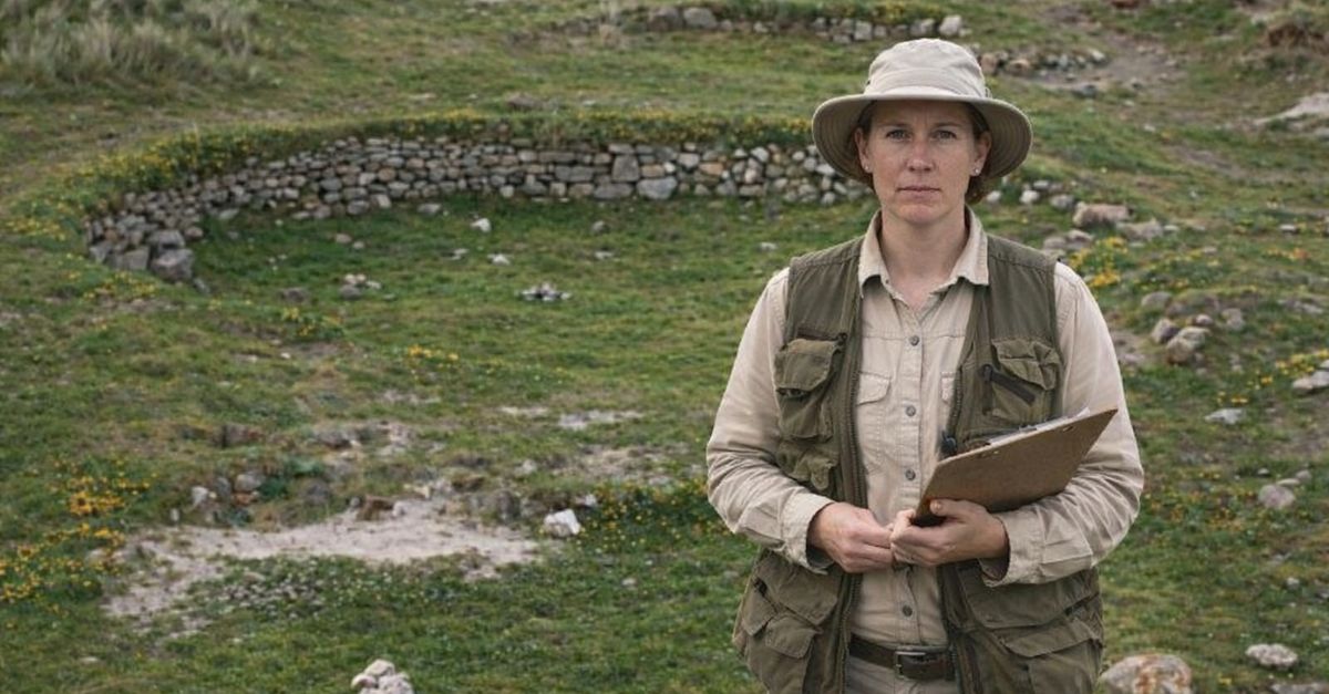 Archaeologist at an ancient site