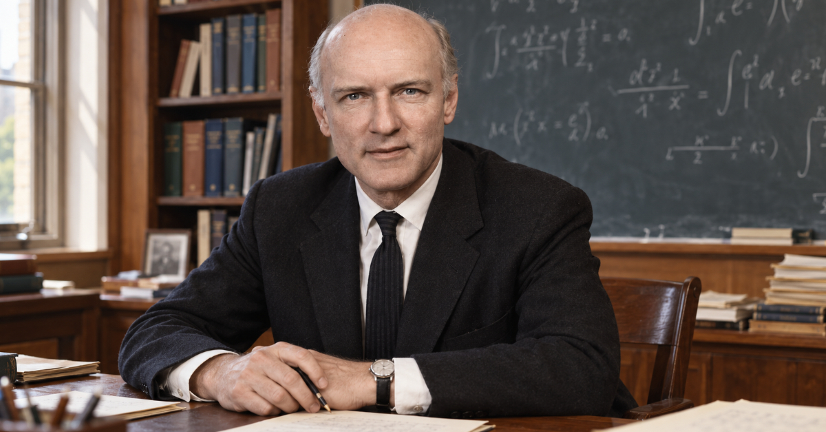 1960s Scientist sitting at academic desk