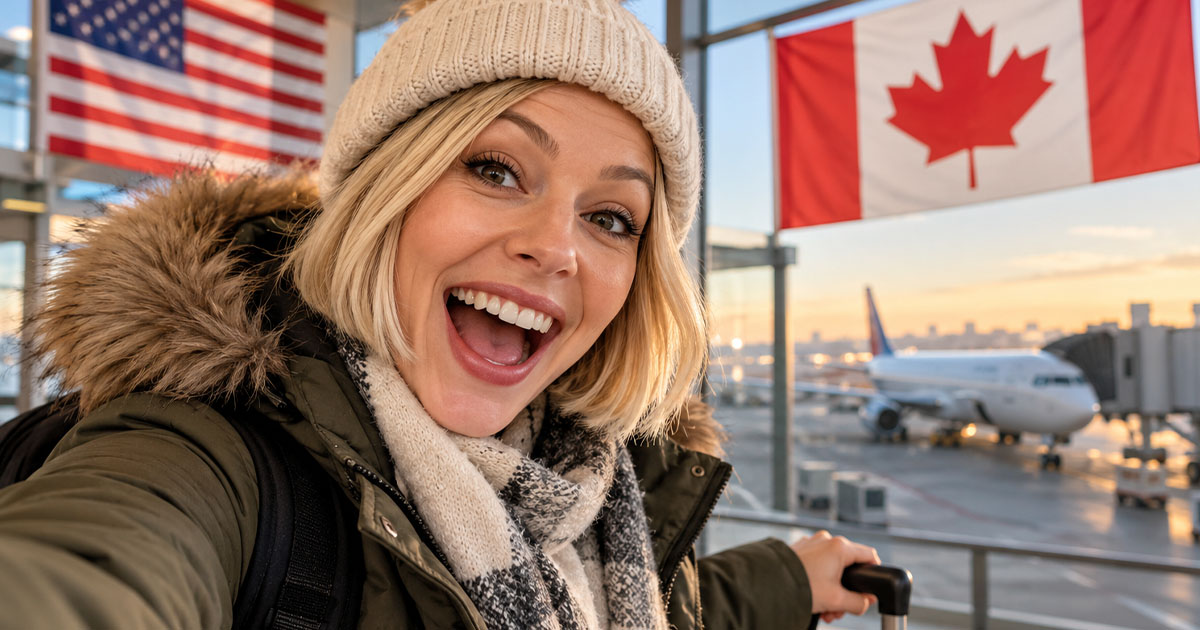 Blonde woman in an airport