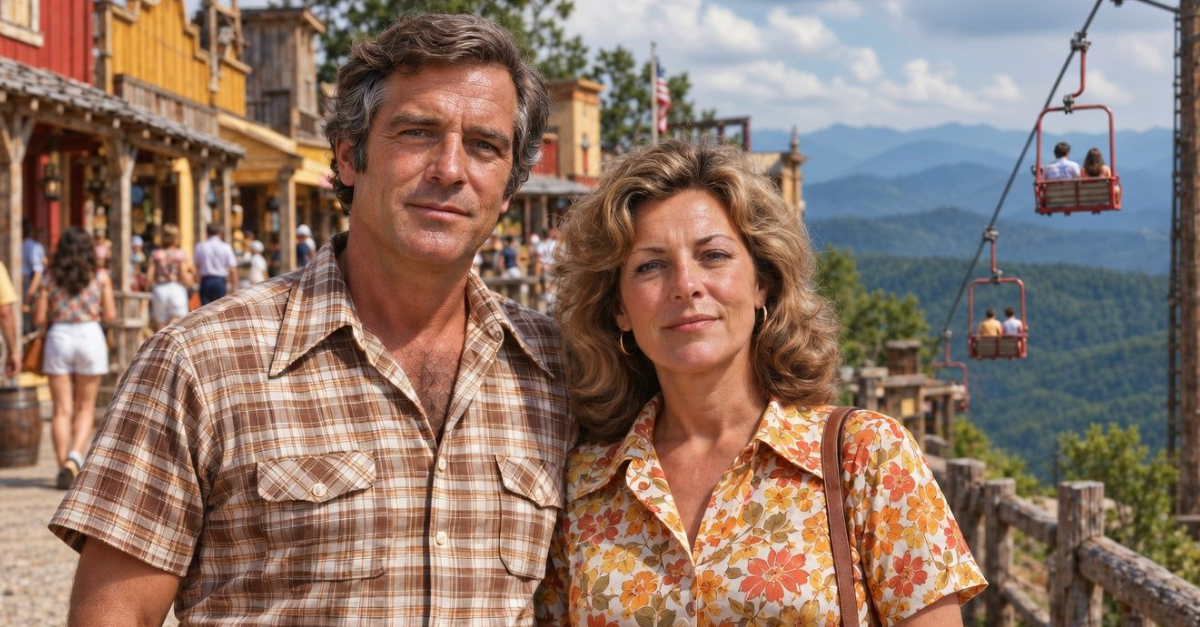 1970s couple at vacation spot