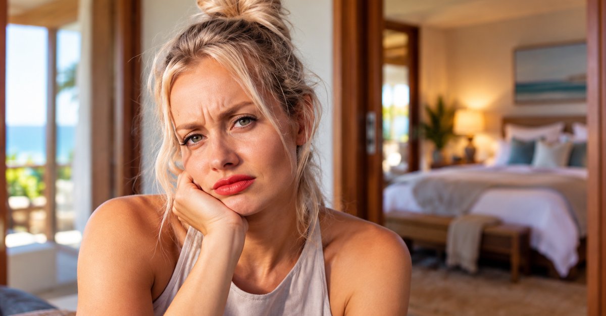 AI-generated image of woman in vacation home