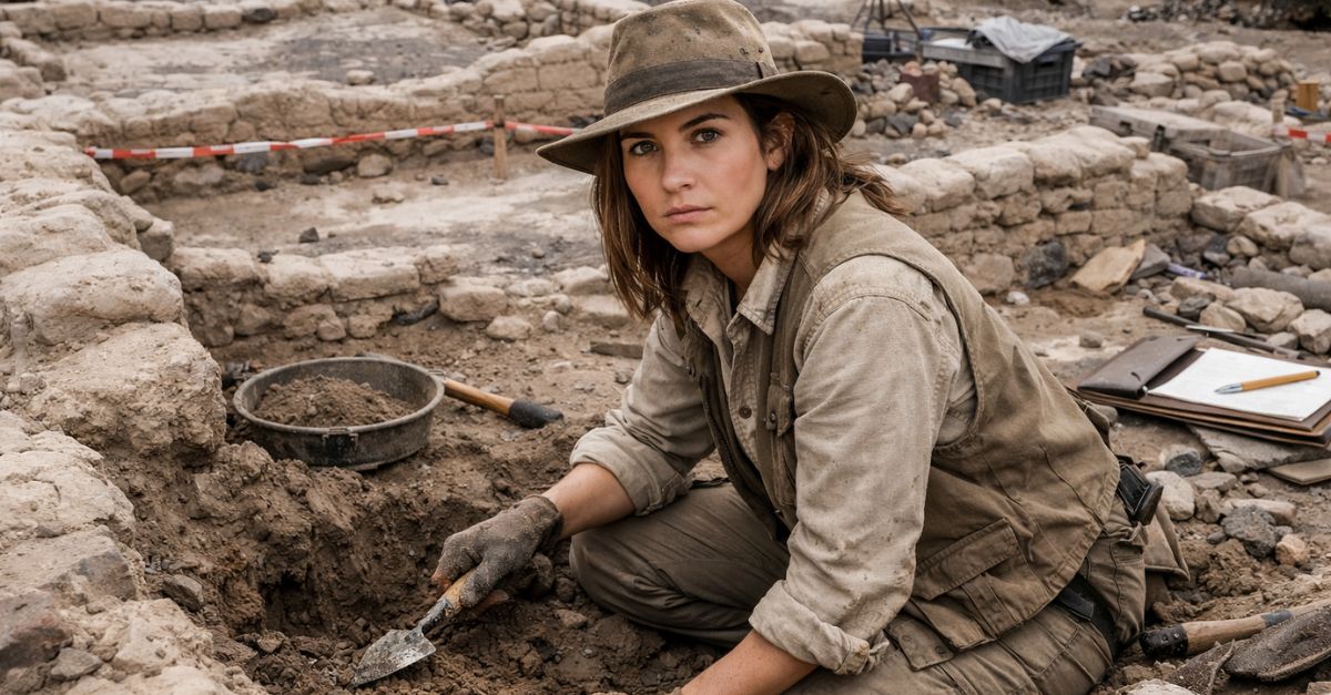Archaeologist at an excavation site