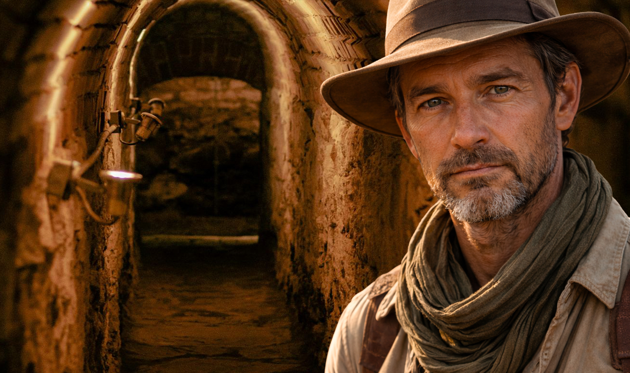 Modified image of ancient underground tunnels.