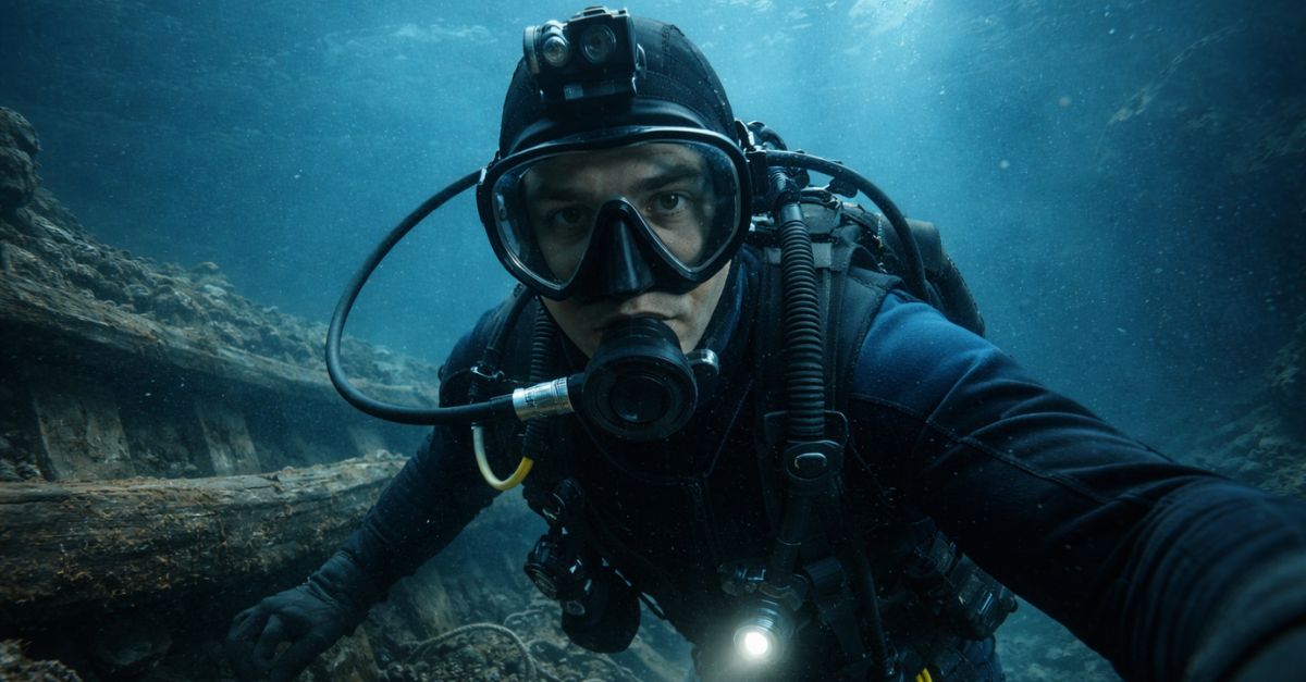 Archaeologist working underwater