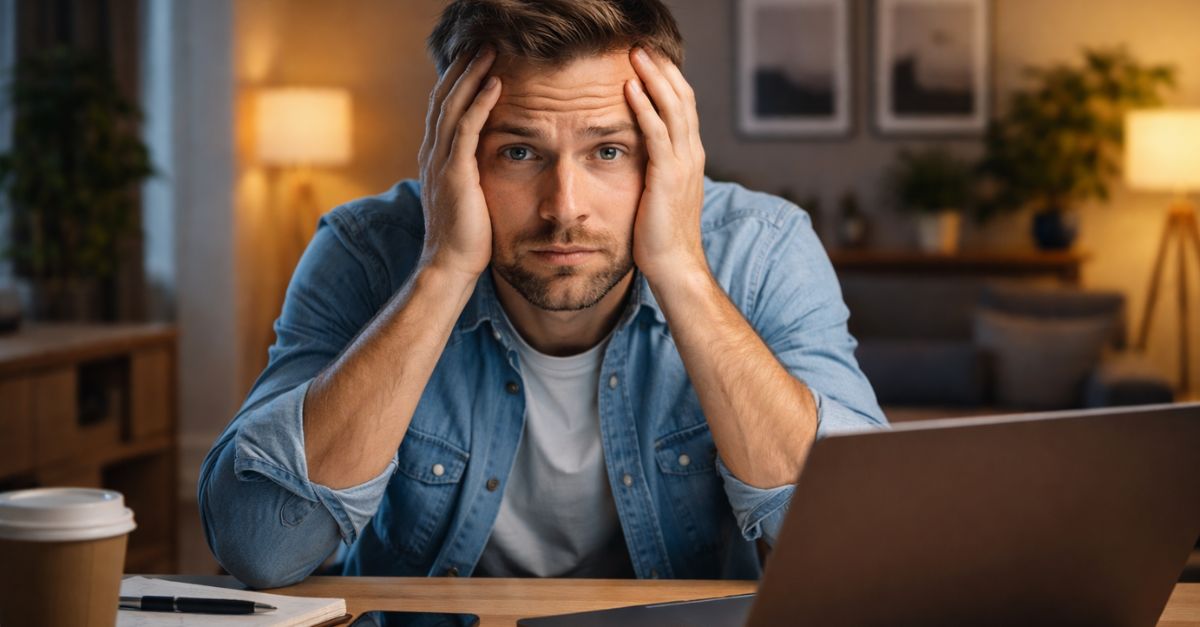 Stressed at the home office desk
