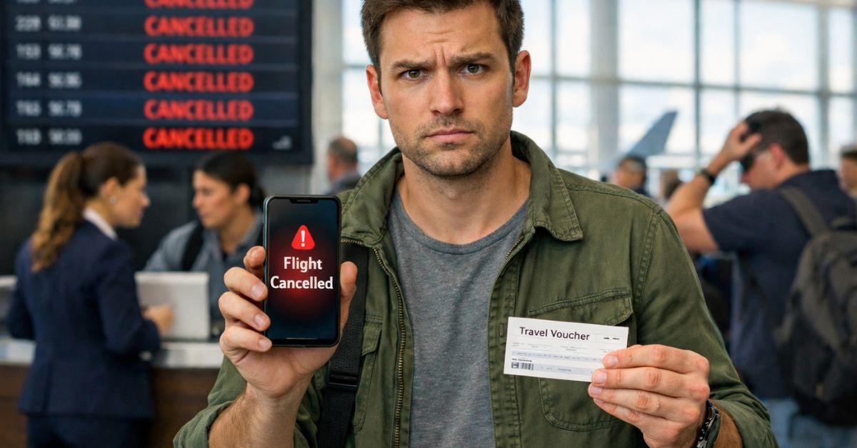 man holding voucher and smartphone