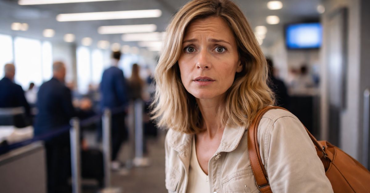 Worried traveler at the gate