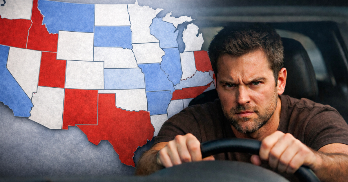 Angry driver with map background