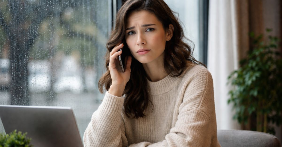 Sad moment by the rain-soaked window