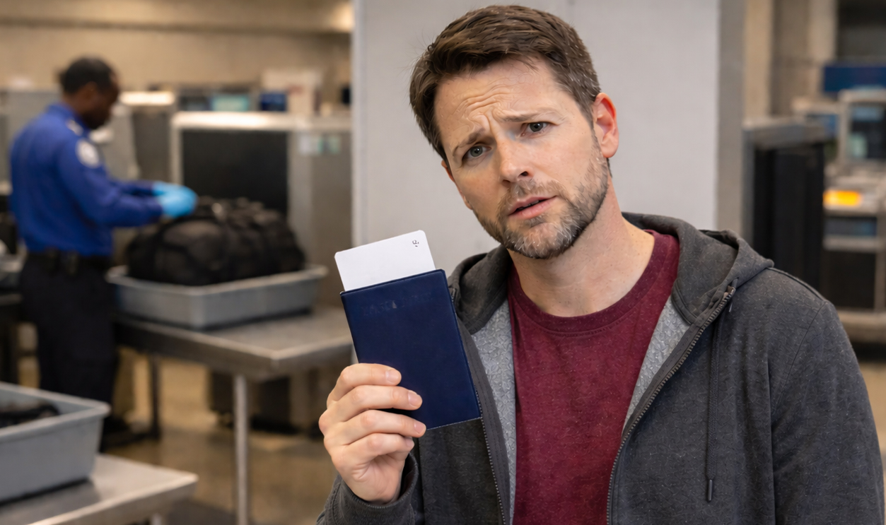 AI-generated image of a man getting additional screening from TSA