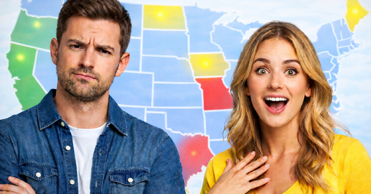 man and women, usa map background