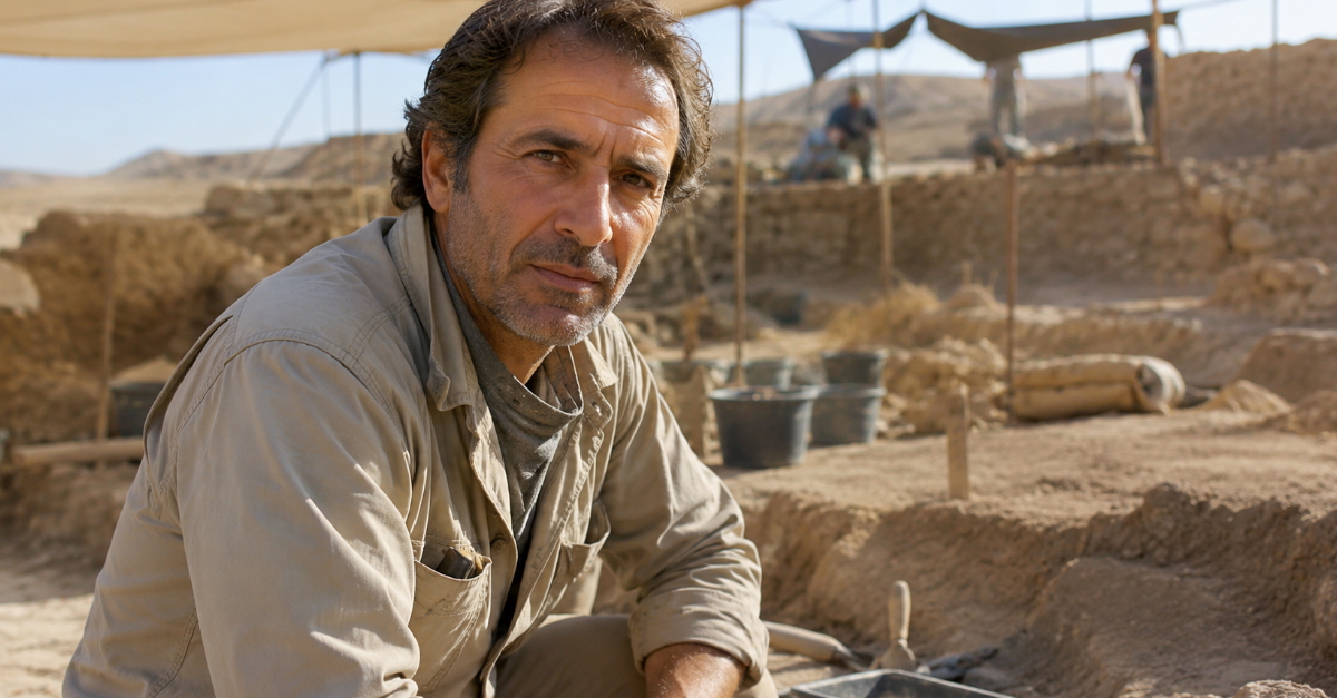 Archeologist at dig site