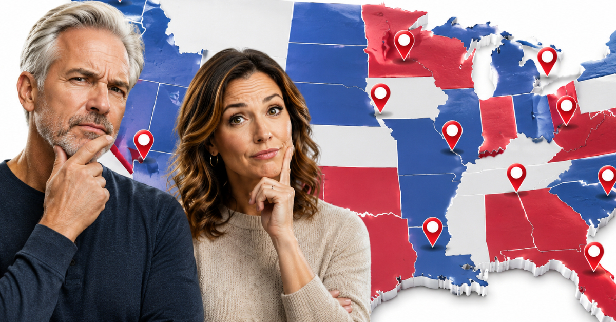 Man and Woman in front of USA map