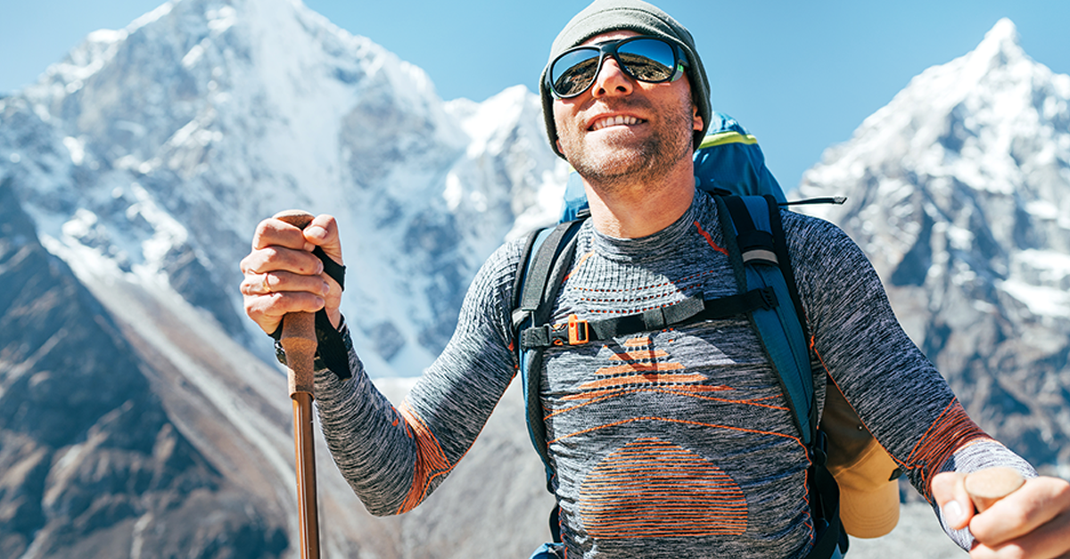 Portrait of male hiker on mountain