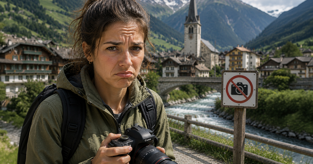 Disappointed woman with a camera