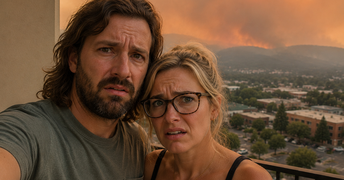 A concerned couple on a balcony