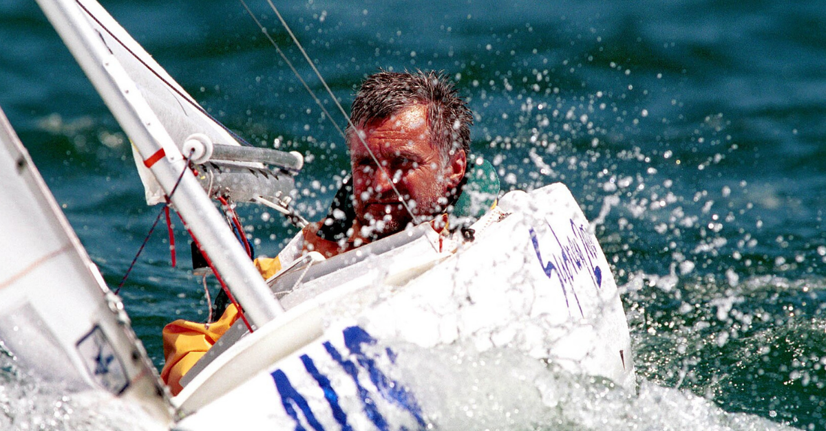 Action shot of Australian sailor Peter Thompson