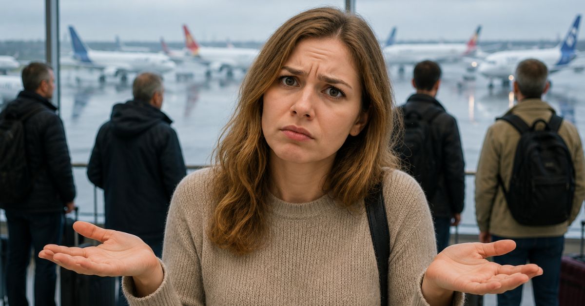 Airport frustration on a rainy day