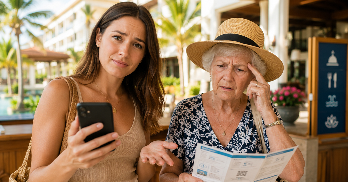 Two women at a resort