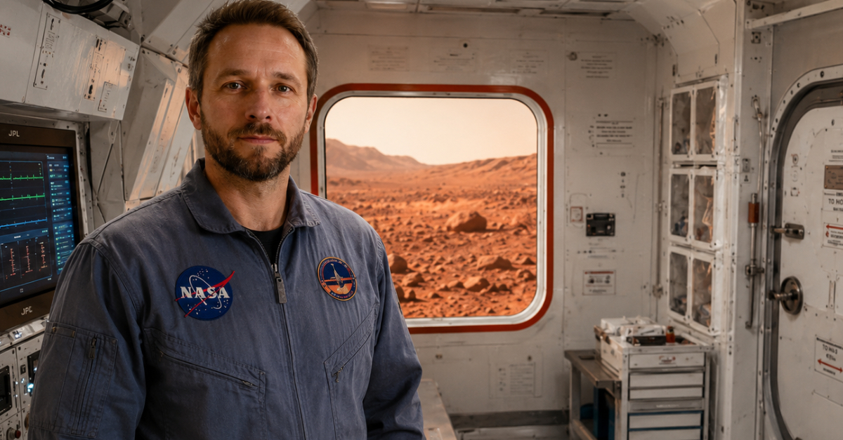 NASA man in living pod on Mars