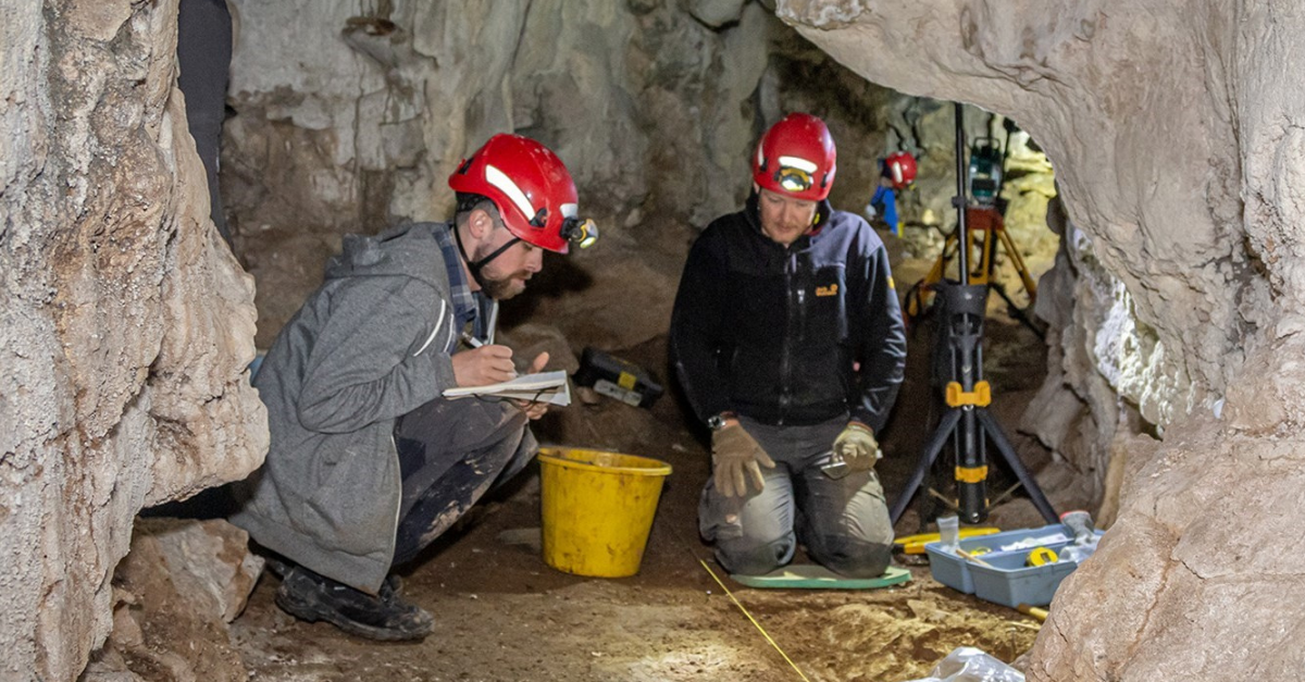 Archaeologists investigating Alice and Gwendoline Cave, County Clare.