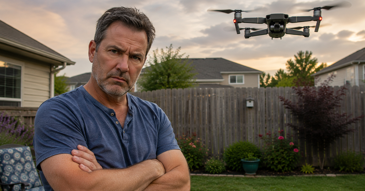 An annoyed man with a drone