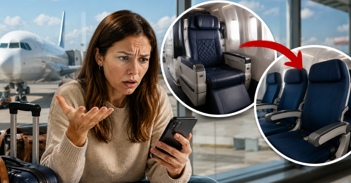 woman upset about aricraft seat
