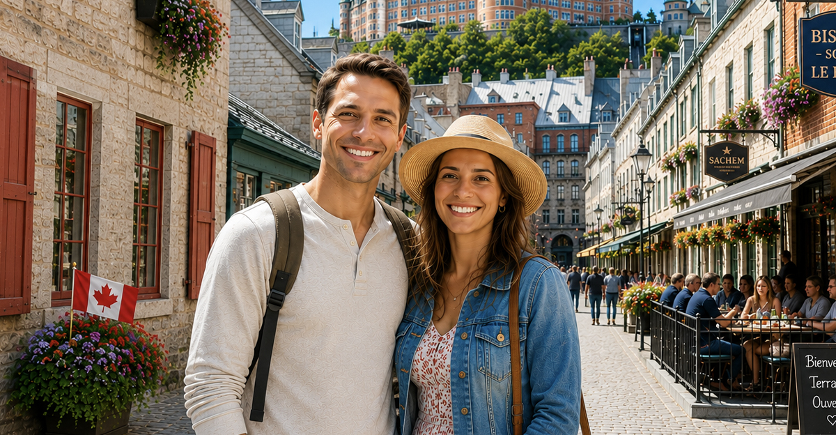 AI-generated image of American tourists in Quebec City.