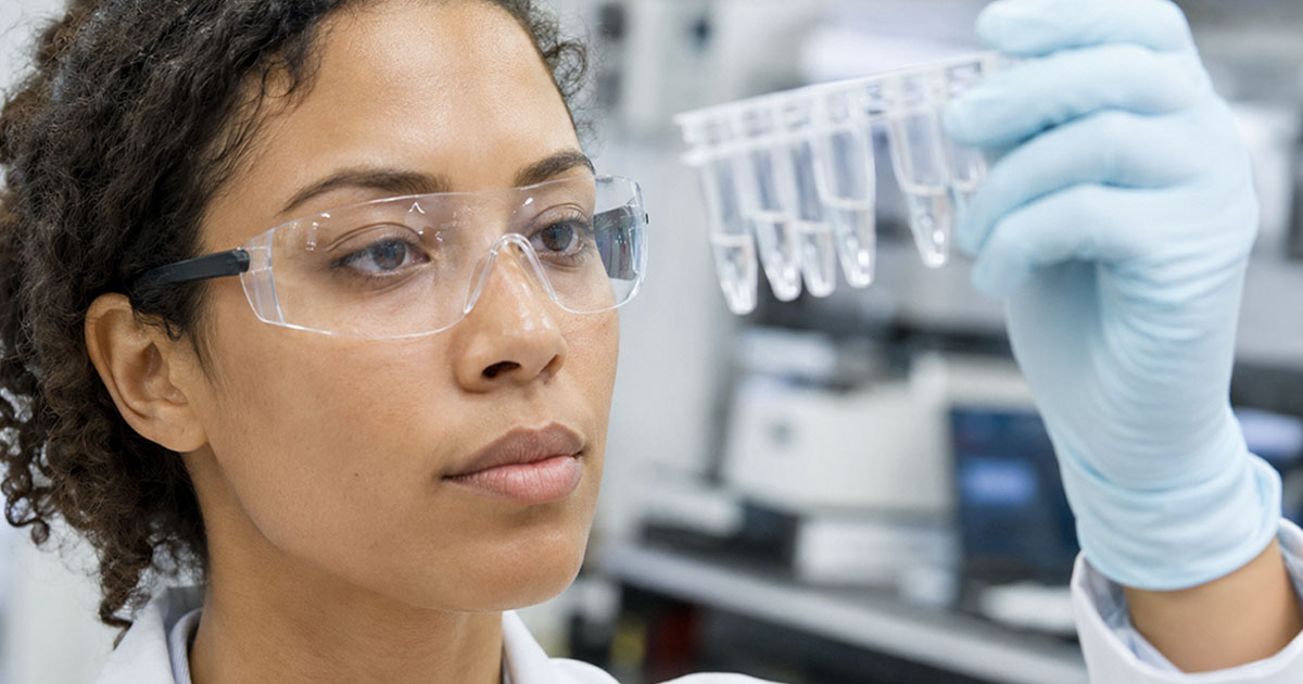 Scientist holding DNA samples