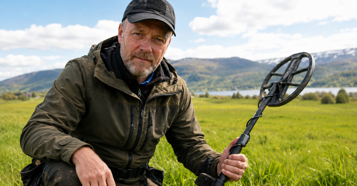 Metal Detectorist in a field