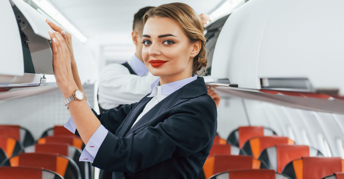 Flight Attendant in Plane