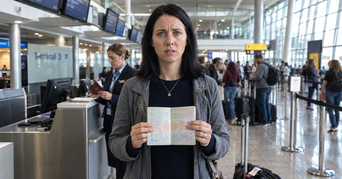 woman with a passport in hand at airport