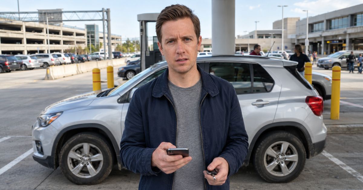 man with a rental car