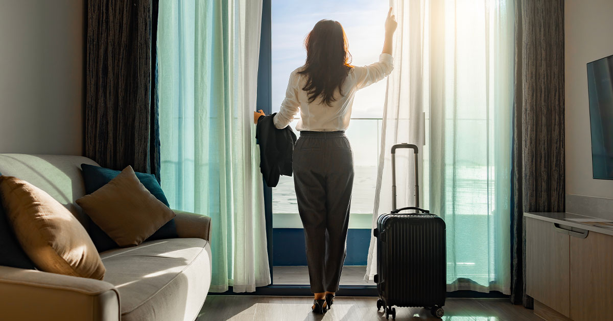Business woman in hotel room