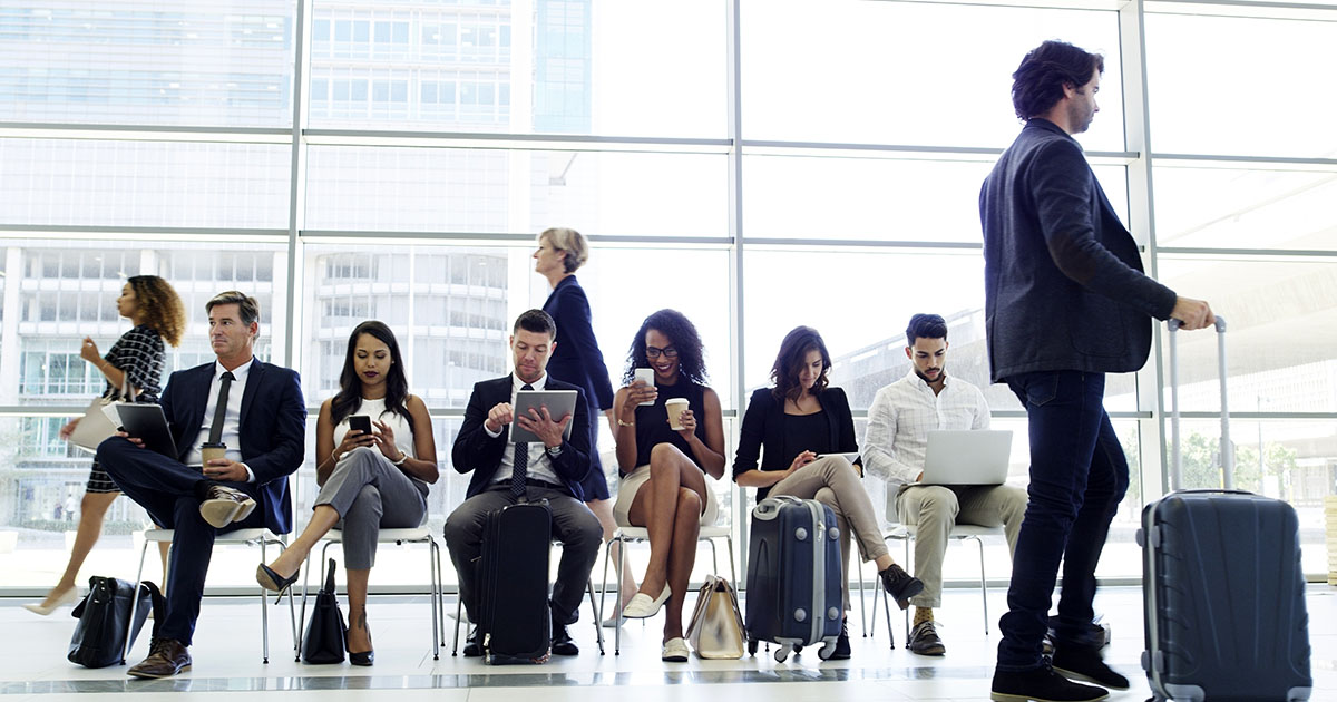 Business professionals in an airport