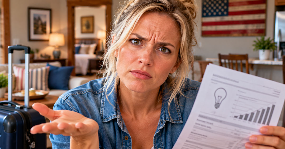 Blonde woman with a hydro bill