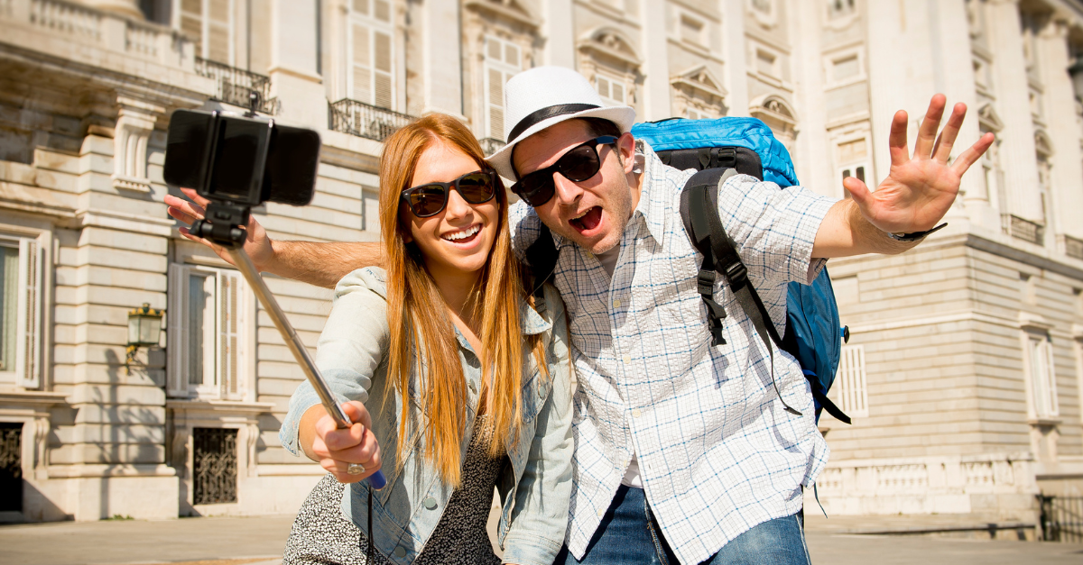 young beautiful friends tourist couple