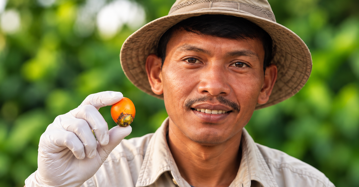 AI-generated image of an archaeologist holding a betel nut