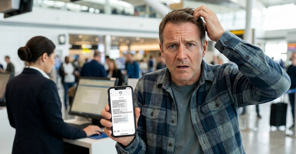 Confused passenger with airline ticket