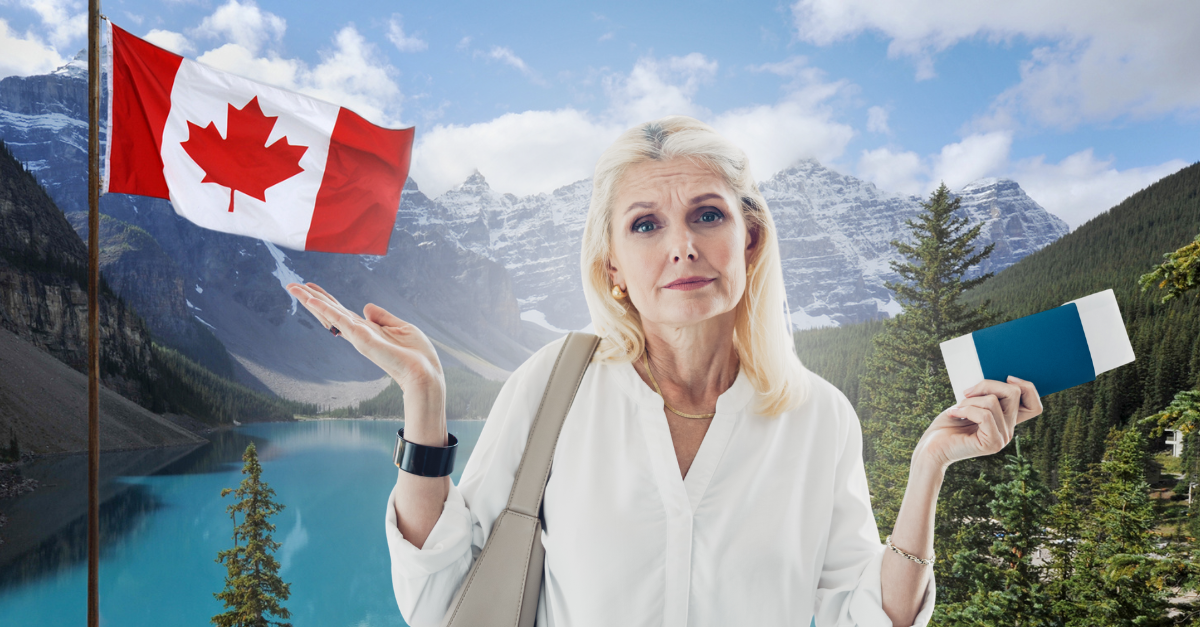 Confused woman with travel documents